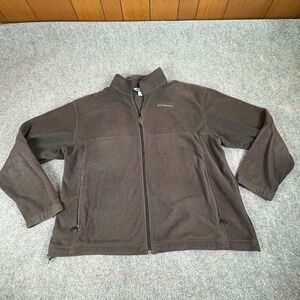 Columbia Fleece Jacket Mens‎ XXL Brown Full Zip Outdoor Y2K Layering Hiking Camp